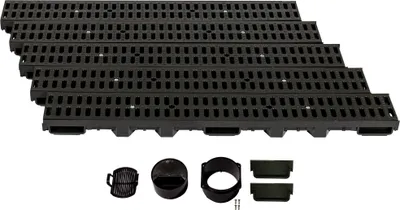 Immagine prodotto di Canalina di drenaggio altezza 60 mm in plastica 5 m, griglia a barre, nero classico