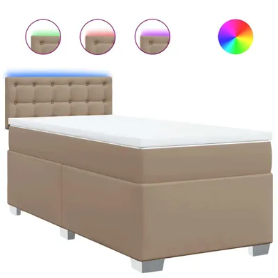 Produktbild von Boxspringbett mit Matratze Cappuccino-Braun 90x200cm Kunstleder