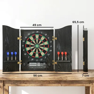 Produktbild von SPORTNOW Elektronische Dartscheibe E Dartboard mit Türen Holzoptik LED Anzeige
