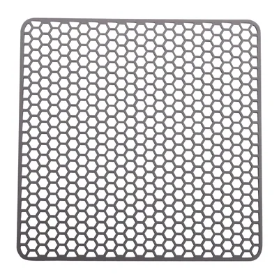 A square grey silicone mat with a honeycomb pattern.