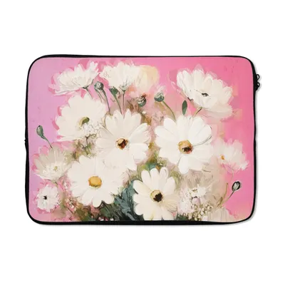 Produktbild von MuchoWow® Laptop Hülle 14 ZollBlumen - Vase - Pflanzen - Weiß Laptoptasche - Laptoptasche - Stoßsicher - Schutzhaube