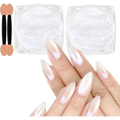 Zdjęcie produktu dla Zestaw 2 pudrów do paznokci w kolorze chromu, efekt perłowy, pigment Aurora, do zdobień paznokci