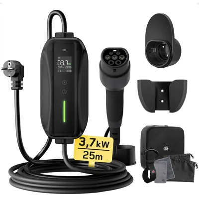 Image de Câble de recharge pour voiture, type 2, puissance 3,7 kW, longueur 25 mètres - Câble de recharge pour véhicule électrique