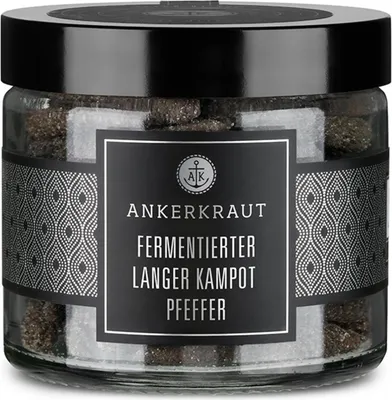 Produktbild von Fermentierter langer Kampot Pfeffer, 140g im Tiegel