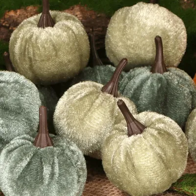 Image de Citrouilles décoratives en tissu Emized 4cm Lot de 12