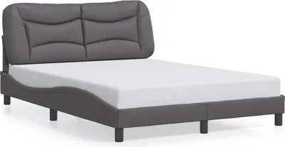 Image de vidaXL Cadre de lit sans matelas "Hvar" gris 140x190 cm similicuir