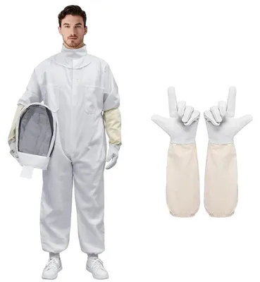 Immagine prodotto di Elzusha - Tuta professionale per apicoltori con guanti - Bianco, taglia XXL