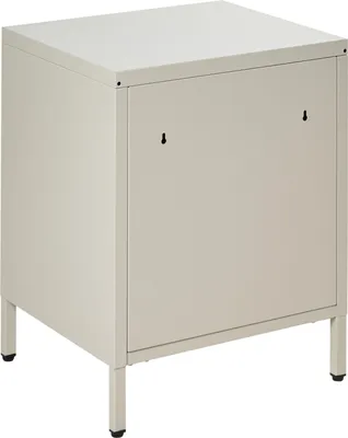 Produktbild von BELIANI Nachttisch Hellbeige Metall mit 2 Schubladen und 2 goldenen Griffen Wohnzimmer Schlafzimmer Kinderzimmer Jugendzimmer Flur