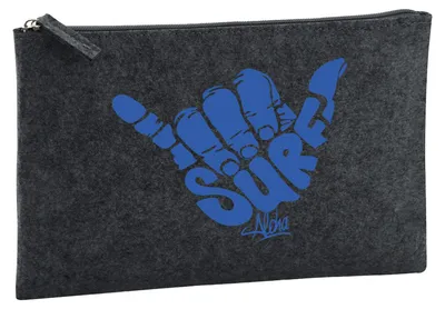 Produktbild von Huuraa Kulturbeutel Hang Loose Surf Aloha 1 Liter Charcoal Filz Kosmetiktasche Geschenkidee