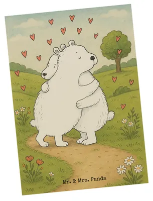 Produktbild von Mr. & Mrs. Panda Postkarte Eisbär Umarmen Design - Weiß - Geschenk, Fotokarte, Ansichtskarten, Ansichtskarte, Lustige Sprüche, Grußkarte, Postkarten