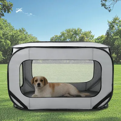 Image de Sac pliable pour chien, en tissu Oxford, de couleur grise, idéal pour les voyages avec des animaux