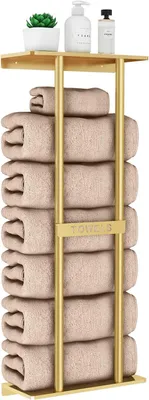 Obrázok produktu pre Držiak na uteráky 76 cm, nástenný, do kúpeľne, zlatý, pre 6 uterákov