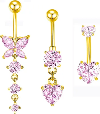 Imagen del producto de Piercings para el ombligo, acero quirúrgico, 3 unidades, 10 mm, para joyería corporal