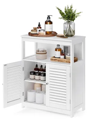 Produktbild von Badezimmerschrank mit offenem Fach und 2 Türen, 30 x 60 x 80 cm, weiß