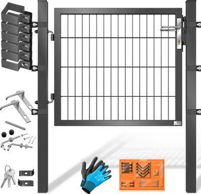 Produktbild von KESSER® Gartentor Premium Gartentür aus Metall verzinktem Stahl, Gartentür für Stabmattenzau Zauntor, Hoftor, inkl. Pfosten mit Schloss Türklinke und Schlüssel
