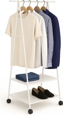 Immagine prodotto di Portaabiti Relaxdays, con rotelle e 2 ripiani, A x L x P: 160 x 55 x 42 cm, metallo, tessuto non tessuto, portaabiti, bianco