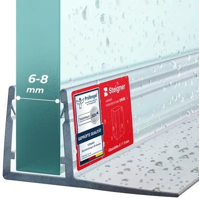 Immagine prodotto di STEIGNER Guarnizione doccia UK02 160 cm (1 pz.) trasparente - Guarnizione box doccia verticale per docce angolari o pentagonali con porta 6-8 mm - Materiale resistente, Perfetta aderenza, Impermeabile