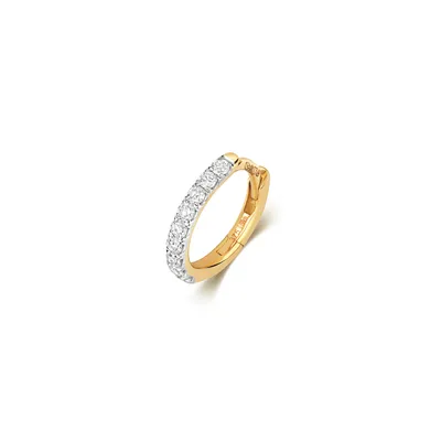 Produktbild von Wunderschöne 9 Karat (375) Gold Damen - Diamant Einzel Knorpel Creole Brillant-Schliff 0.10 Karat HI - SI3-I1 - 11mm; TRS35413