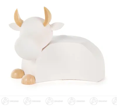 Imagen del producto de Belén y accesorios. Buey moderno, color natural/blanco. Dimensiones: 7,5 cm x 5,5 cm x 7,5 cm. NUEVO