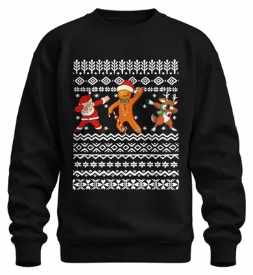 Produktbild von Dabbing Santa Lebkuchen Rentier Lustig Weihnachten Rudolph Sweatshirt Pullover, Schwarz, M