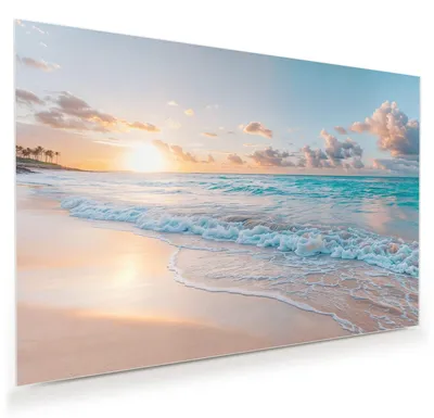 Produktbild von Glasbild 45x30cm in XXL für Wohnzimmer, Schlafzimmer Motiv Sonnenaufgang Strand