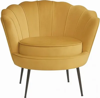 Image de Nice Fauteuil en velours curry jaune.