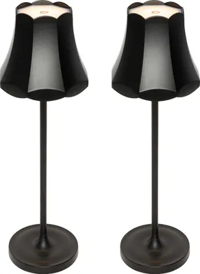 Produktbild von Set mit 2 Retro Tischleuchten Schwarz wiederaufladbar IP44 Granny