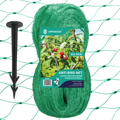 Productafbeelding van Vogelnet - Vogelgaas - Anti- Vogelnet - Ongedierte en Vogelbestrijding - 8 x 14 M - Inclusief Bevestigingsankers - 14 Stuks