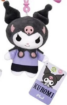 Produktbild von Hello Kitty schwarz lila Kuscheltier Plüschtier Bagclip XXL 12 cm Stofftier Anime Plush Stofftier Cute Plushie Halloween Weihnachten Geschenke für Kinder