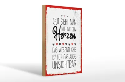 Produktbild von Holzschild Spruch Gut sieht man nur mit dem Herzen 20x30cm