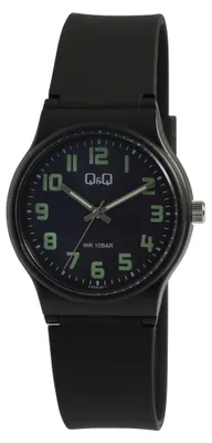 Produktbild von Q&Q Herrenuhr Quarz 10 Bar wasserdicht Silikonarmband Kunststoffgehäuse 22mm