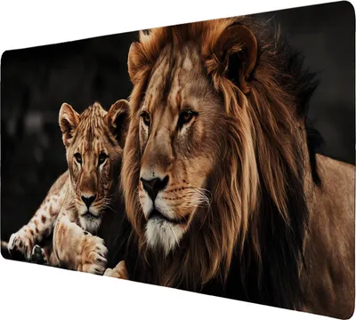 Produktbild von Löwen Schreibtischunterlage 89x40cm XXL Mauspad für Tierfreunde im Büro