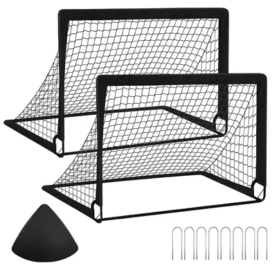Productafbeelding van Voetbaldoelen voor kinderen, inklapbaar, set van 2, 120 x 90 x 90 cm, met draagtas