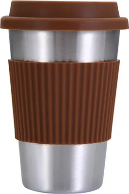 Obrázek produktu pro Hrnky z nerezové oceli Opakovaně použitelný kovový hrnek na víno Hrnek na kávu se silikonovým víčkem (500 ml)