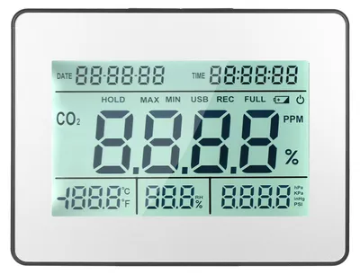 Produktbild von Kohlendioxid-Detektor Luftqualitätsmonitor mit Datenprotokollierung und Uhrfunktion 5,5-Zoll-LCD-Display Wandmontierbarer CO2-Detektor Kohlendioxid