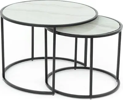 Produktbild von Beistelltisch >2/053-19< in Marmor hell, Metall - 42x65cm (HxD)