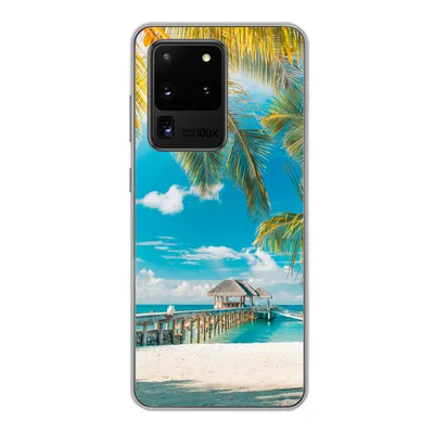 Produktbild von MuchoWow® Handyhülle Schutzhülle Hülle für Samsung Galaxy S20 Ultra Tropisch - Strand - Palme Silikon Softcase Handy Hülle - Karteninhaber