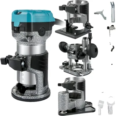 Obrázek produktu pro Fréza na dřevo, výkon 710 W, ořezávání a vyřezávání, 4 základny