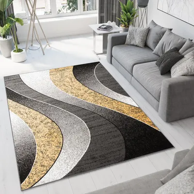 Produktbild von Tapiso Teppich DREAM Modern Wohnzimmer Grau Schwarz Gelb 250 x 300 cm