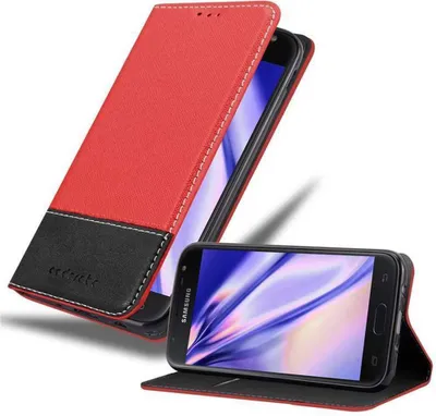 Zdjęcie produktu dla Etui ochronne Cadorabo do Samsung Galaxy J3 2017 w kolorze czerwonym Etui SHANDY Etui Book Case imitacja skóry