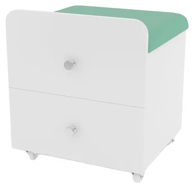 Image de Tabouret de maquillage, assise rembourrée, tiroir de rangement, vert et blanc