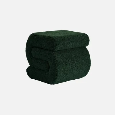 Produktbild von sweeek - Design-Hocker mit Bouclé-Bezug 1 Platz - Grün