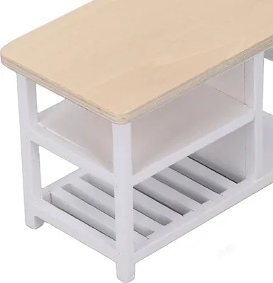 Image de Table de rangement pour maison de poupées à l'échelle 1:12, meuble miniature multicouche en hêtre, bloc de couleur blanche