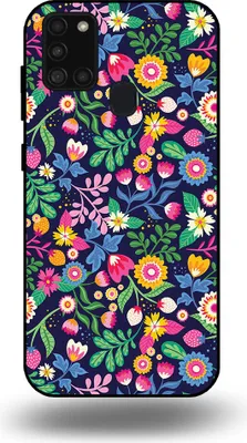 Produktbild von Smartphonica Handytasche passend für Samsung Galaxy A21s mit Blumendruck - TPU Back Cover Case Blumendesign