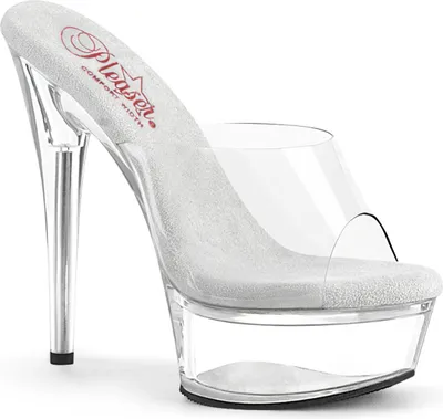 Produktbild von EXCITE-601 Pleaser vegane Damen High Heels transparente Plateaupantoletten klar