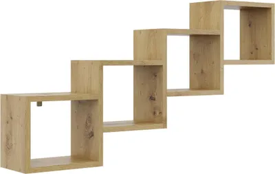 Produktbild von Wandregal für Dachschrägen in Artisan Eiche – skandinavisches Hängeregal aus Möbelplatte, 109 cm breit, modern & vielseitig