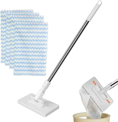 Imagen del producto de Mopa 2 en 1 con sistema de sujeción por presión, 4 paños de microfibra, mango de 100 cm, apta para todo tipo de suelos
