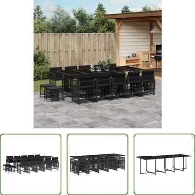 Produktbild von The Living Store 15-tlg. Garten-Essgruppe mit Kissen Schwarz Poly Rattan