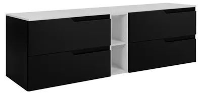 Obrázok produktu pre Sada kúpeľňových spodných skriniek, čierna/biela, 140 (2 x 60 + 20) x 46 x 58 cm