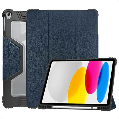 Productafbeelding van Accezz Rugged Trifold Bookcase voor de Apple iPad 11 (2025) 11 inch A16 / iPad 10 (2022) 10.9 inch - Donkerblauw